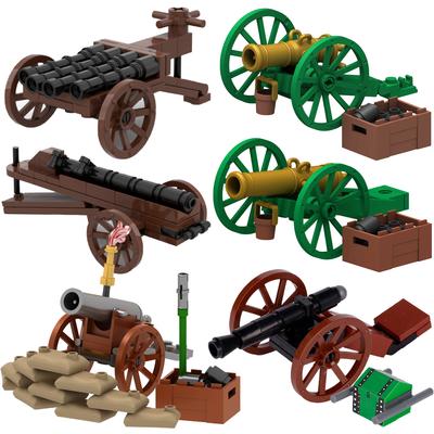 MOC Mittelalterliche Napoleonische Artillerie Kanone Bausteine Piratenwaffen Transportwagen Steine Spielzeug Kindergeschenk