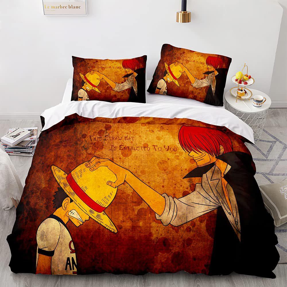 Anime Ocean Adventurer Three-piece Quilt Cover 3D Digital Printing Bedding Set Bed Cover EU single 135*200