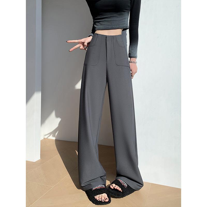 

Black senior suit pants women s spring and summer new high waist drape casual mopping narrow straight wide-leg pants M Recommendation [95-52.5kg]
