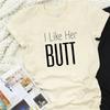 Ihr Hintern Ich mag seinen Bart Lustiger Einfacher Buchstabendruck T-Shirt Oberteile Valentinstagsgeschenk für Paare Niedlich Passend Normal Kurzarm