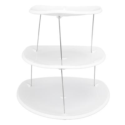 Stojak na desery Biały Plastik Stal nierdzewna Wielofunkcyjny Składany 3-poziomowy Wieża do serwowania deserów