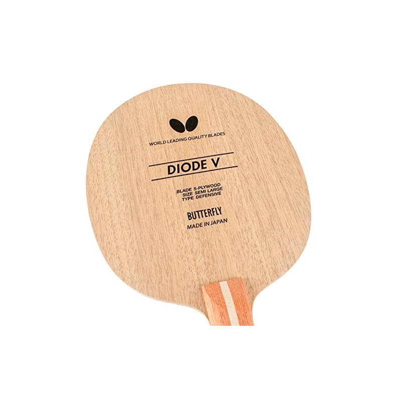 Butterfly Diode V Shakehand Table Tennis Racket, Cuttable, 5-Ply Straight Wood, Large Ball Compatible, 36964