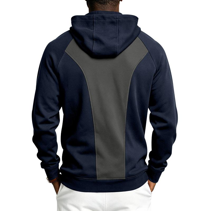 Men's Quarter Zip Hoodie Fleece Hooded Sweatshirts Kangaroo Pocket Pullover Hooded Sweatshirt Autumn Winter Casual Loose Outerwear