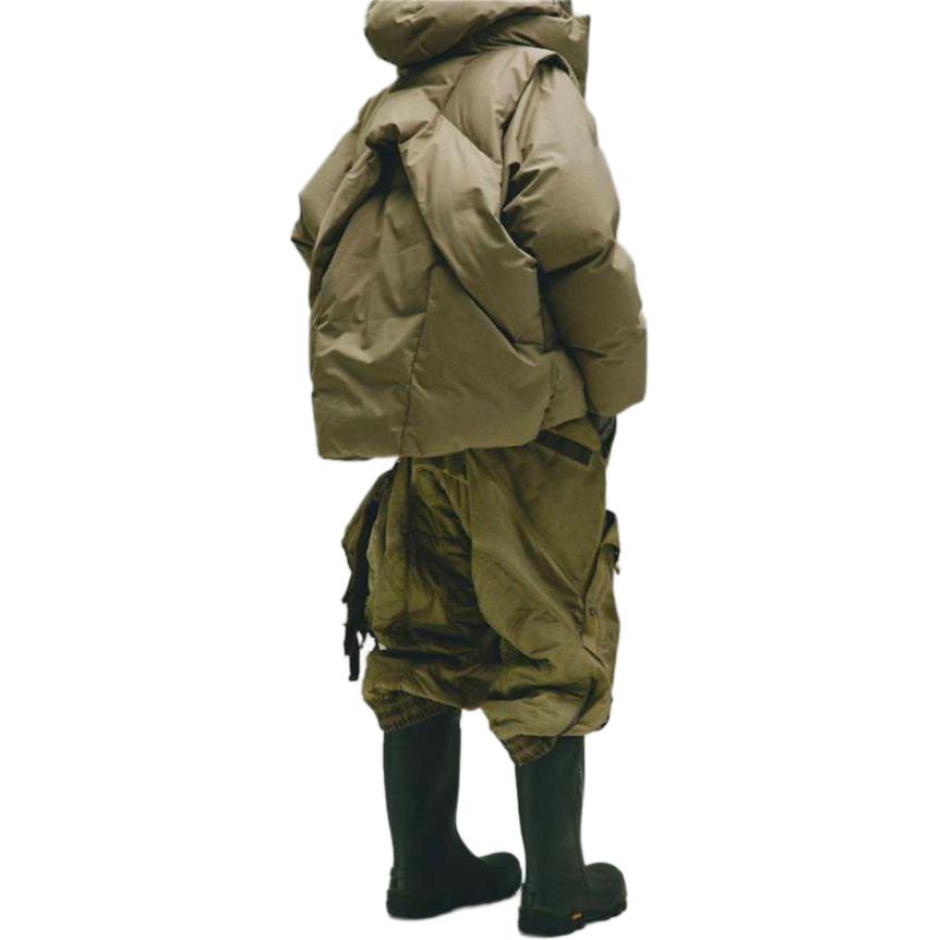 Adidas Originals X Hamcus FW23 Solid Color Three-Stripe Logo Zip-Up Hooded Down Jacket Unisex Outerwear Khaki IY5050