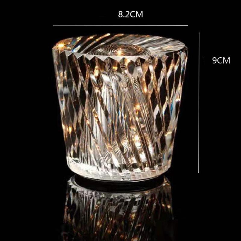 1PC Crystal Atmosphere Table Lamp Diamond-shaped Rechargeable Night Light for Bedroom Living Room Bar Party Decor Lighting
