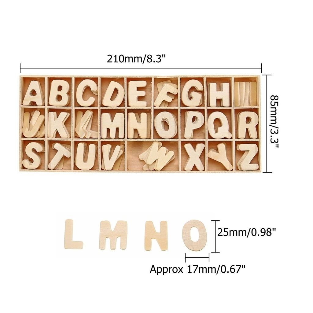 156pcs Wood Embellishments Wooden Letters Alphabet Scrapbook Craft Kids Toys Gift for Early Learning