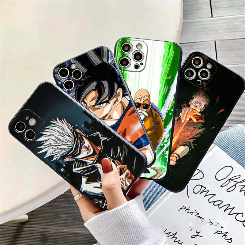 iPhone 15 Black TPU Case with Japanese Anime Painting, One Piece Pattern