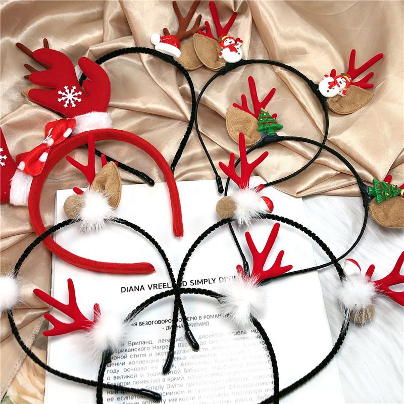 Japanese & Korean New Year Hair Accessories: Cute Plush Antler Christmas Headband for Girls