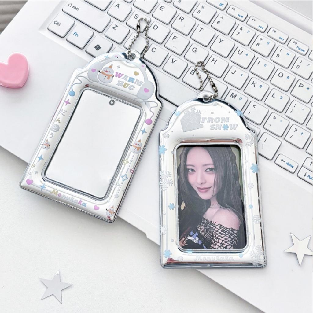 Photo Card Storage Sleeve Metallic Card Protector Silver Snowflake Card Holder Dust-Resistant For K-Pop Merchandise Fans
