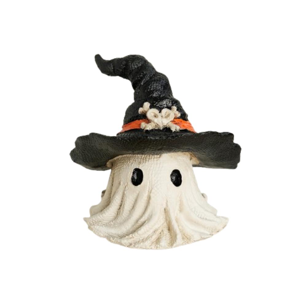

Cartoon Cute Halloween Ghost Figurine White Resin Crafts Hat Ghost Statue Handmade Halloween Ornaments Haunted House чорний