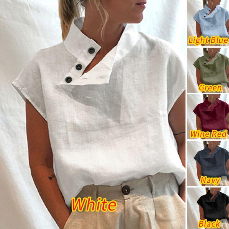 Summer Women's Short-Sleeved Shirt Button Casual Plus Size Loose Lapel Tops Women Casual Shirt Top