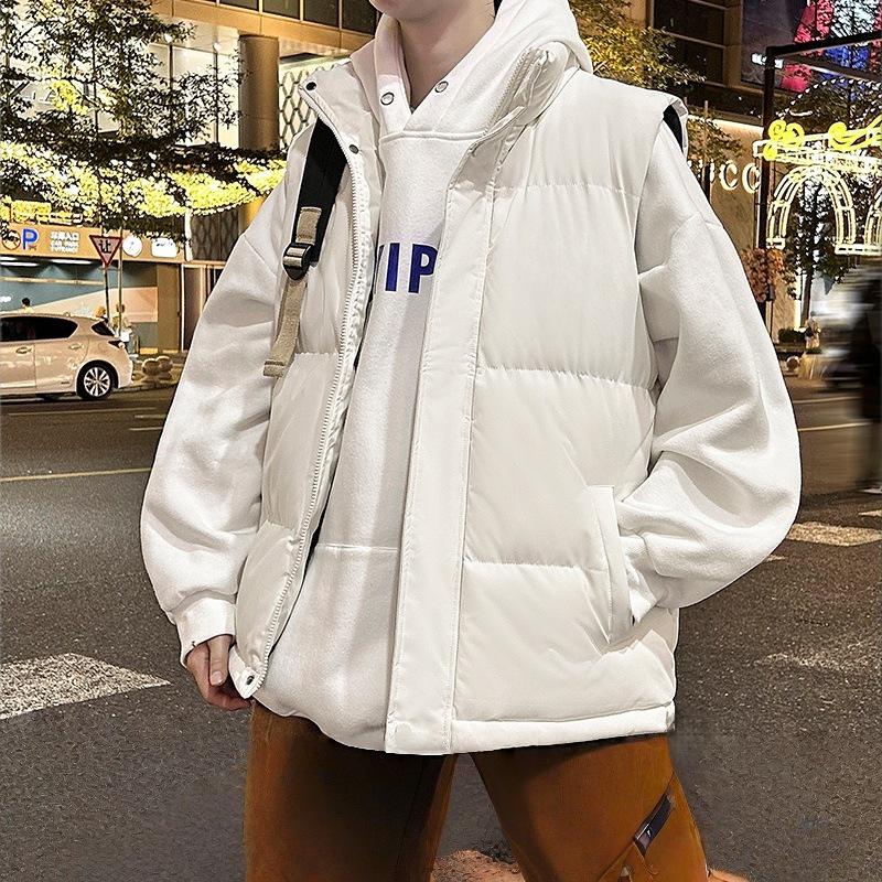 

Men s Winter Sleeveless Padded Jacket - Customizable Cotton Stand Collar Vest 4XL (180-200 jin) білий