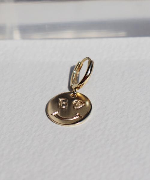 Bonbeau Cute Smile Ring Earrings Coin Drop Smile Earrings