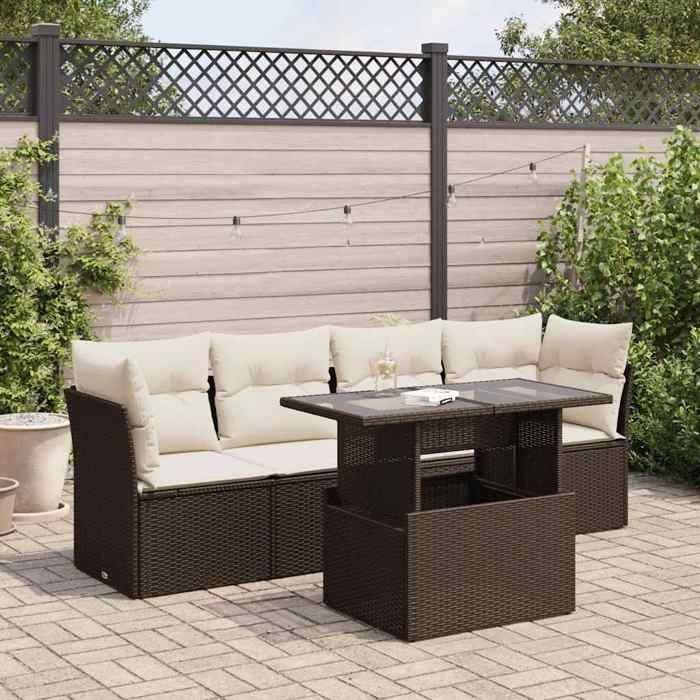 VidaXL Salon de jardin avec coussins 5 pcs marron résine tressée 3326094