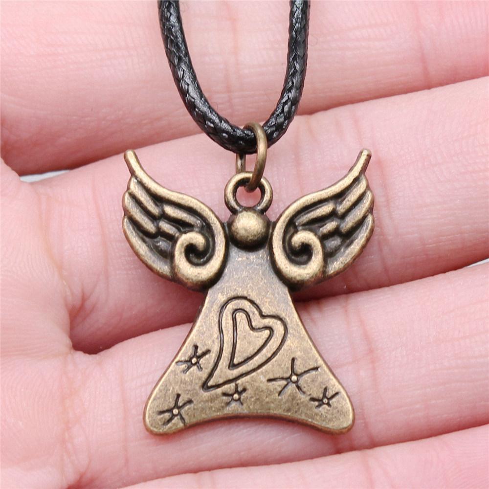 Love Heart Angel Peace Dove Pendant Antique Bronze Metal Bridesmaid Choker Necklace New Arrival Gift