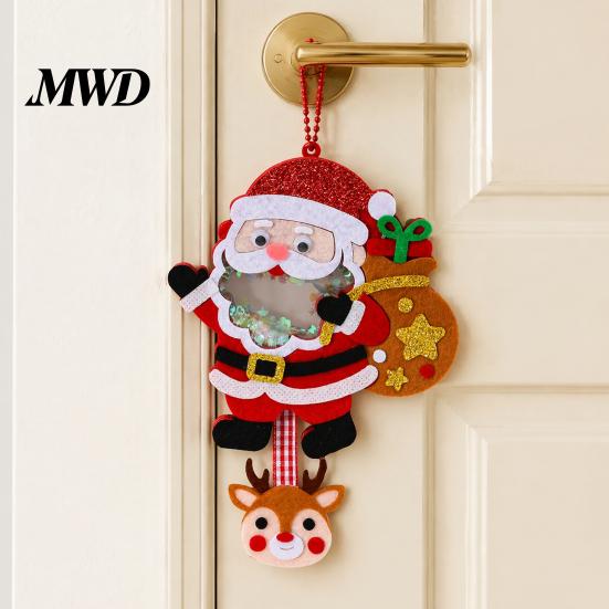 Safe Odorless Crafting Kits for Toddlers Christmas Shaker Ornament DIY Kit Kids, Santa Snowman Reindeer Felt Personalized Eve Gifts Craft Set, Glitter