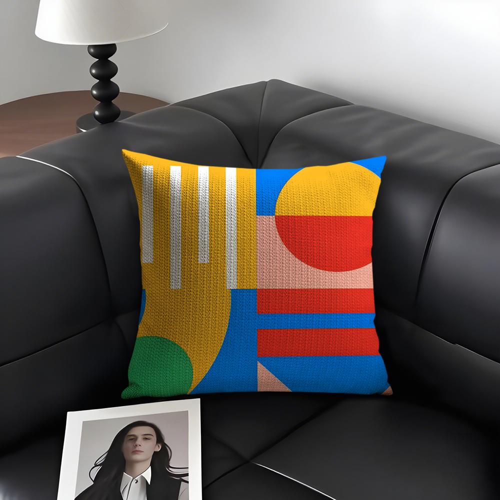 Geometric Patterns Luxury Cushion Cover Natural Linen Organic Fabric DoubleSided Printing Sofa Home Decor Gift Pillow Case