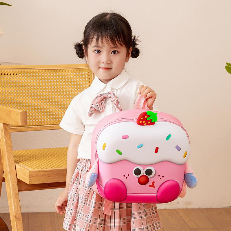 Cute Cake Strawberry Cartoon Children Girls Backpack For School And Outing Use
