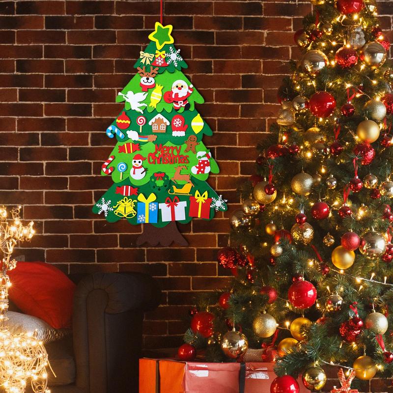 Felt Wall Christmas Tree Ornament Fun Handmade Toy Wall Felt Christmas Tree For Girl Kids Adults Nurseries Classrooms Living