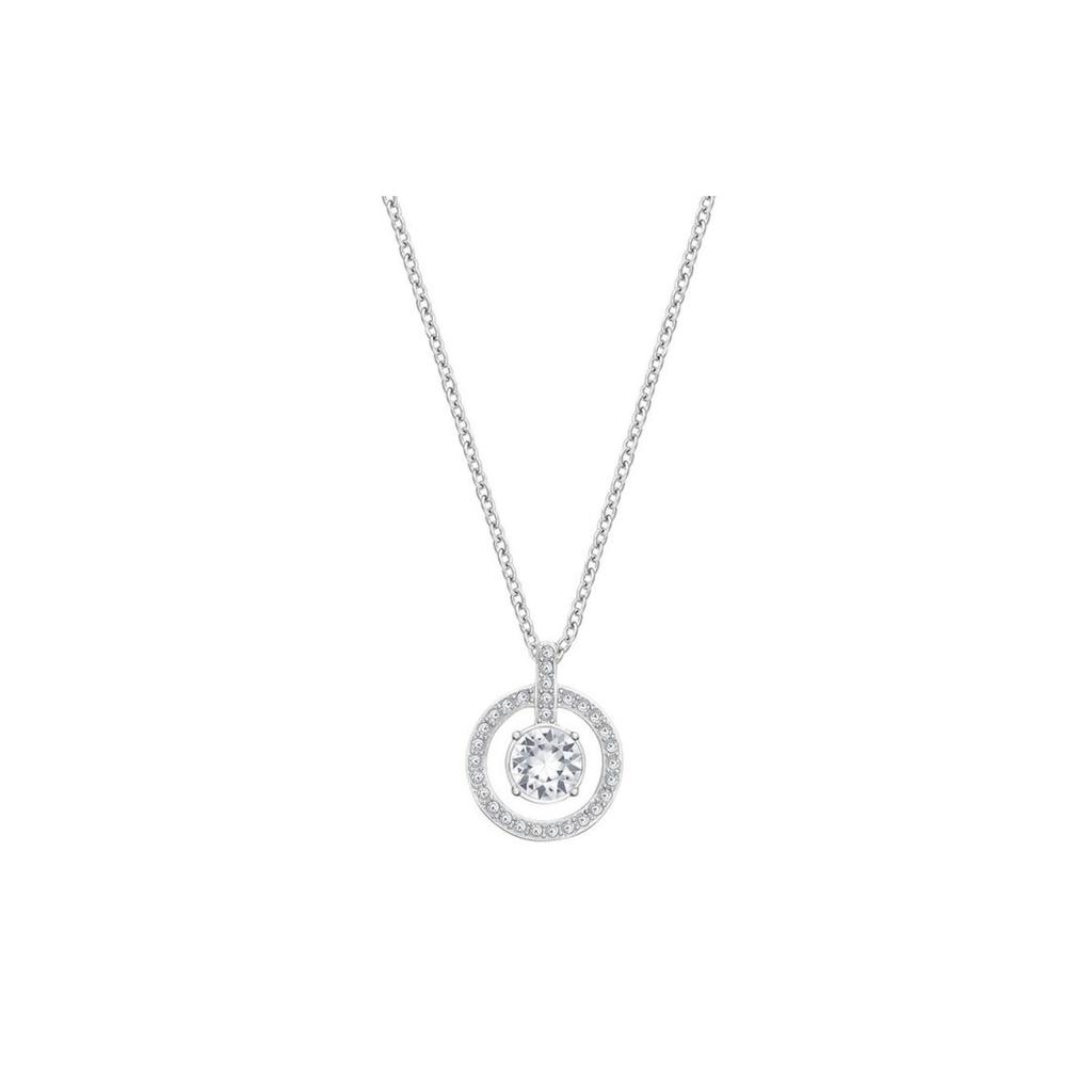 Swarovski Lavender Ring Set With Single Diamond Rhodium Plated Necklace Women necklace 1039065