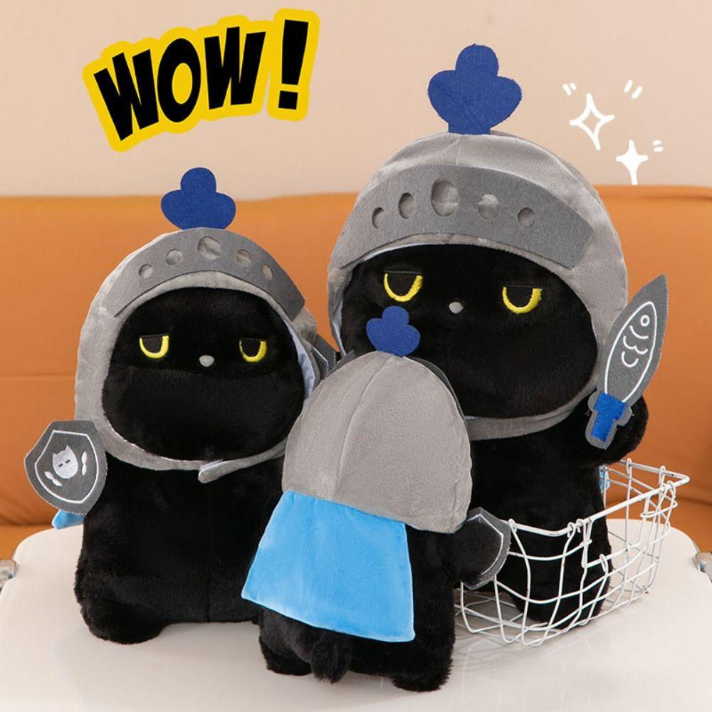 

Плюшевая игрушка кота-рыцаря Silly Knight, плюшевая кукла-кошка Shield, подушка Black Cat, рождественский подарок 30cm