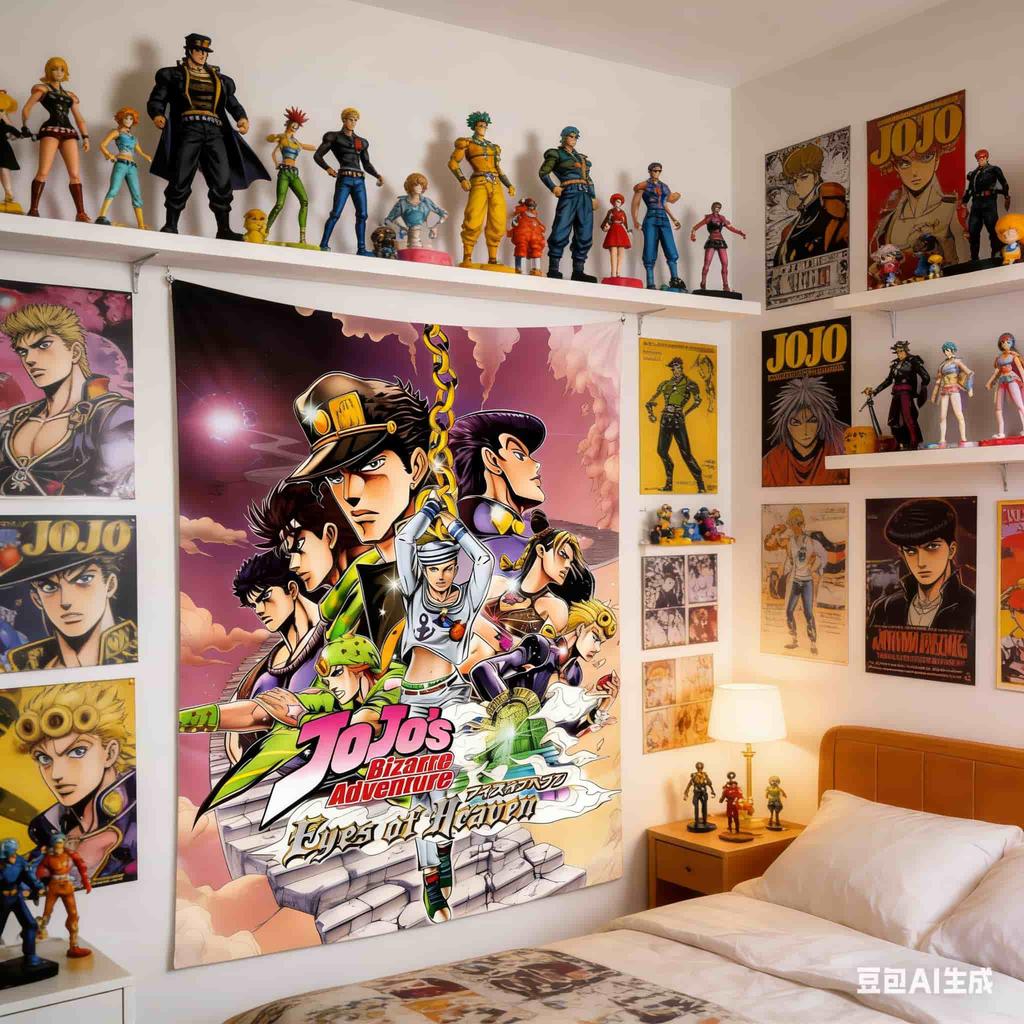 1pc JoJos Bizarre Adventure Characters Tapestry Polyester 2D Flat Wall Hanging Anime Fan Decor for Bedroom Ideal Otaku Merch