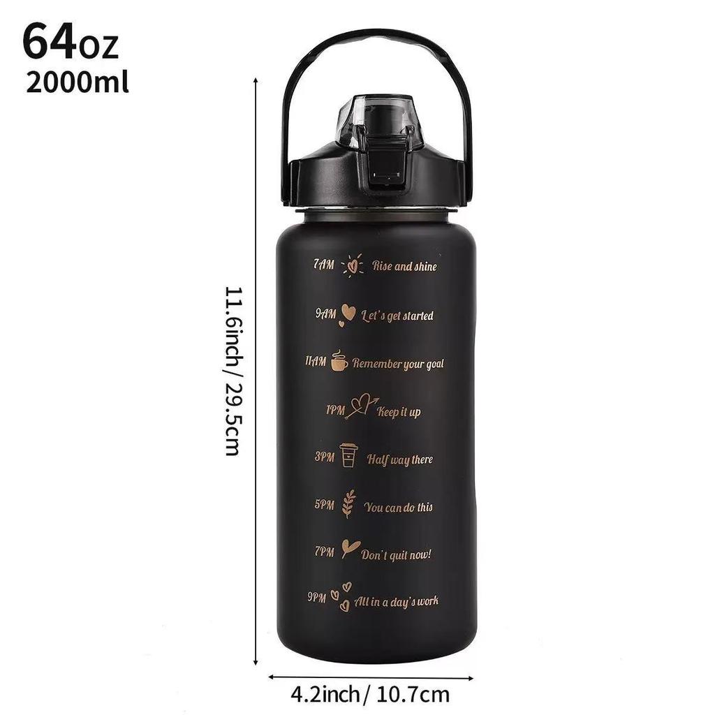 2000ml Large Capacity Frosted Plastic Water Bottle Sports and Fitness Outdoor Portable Kettles