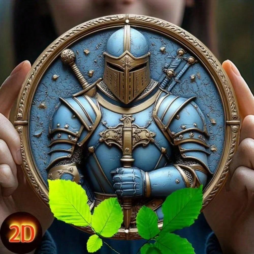 Vintage Metal Knight Pride Round Wall Art for Home Decor