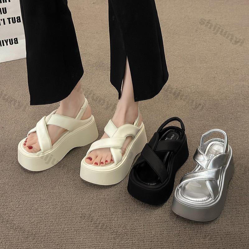 Fashion Girls' Roman Sandals 2025 Summer New Platform Height Increase Soft Sole Beach Shoes Outdoor Fashion Comfortable Casual Shoes