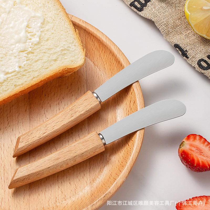 Edelstahl-Butter Messer mit Holzgriff Brot Marmelade Sahne Streichen Gebäck Dekoration