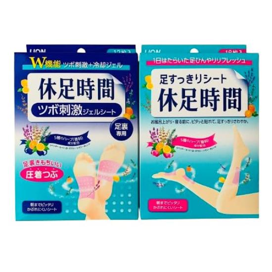 

Kyusoku Jikan JS Pressure Point Stimulating Gel Sheets 12 sheets sheets x 3 Foot Refreshing Sheets 18 sheets sheets x 3 1 box set each card included