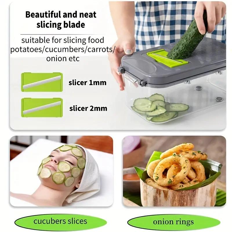 22-Piece Kitchen Vegetable Cutter, Slicer, Grater, and Dicer Set