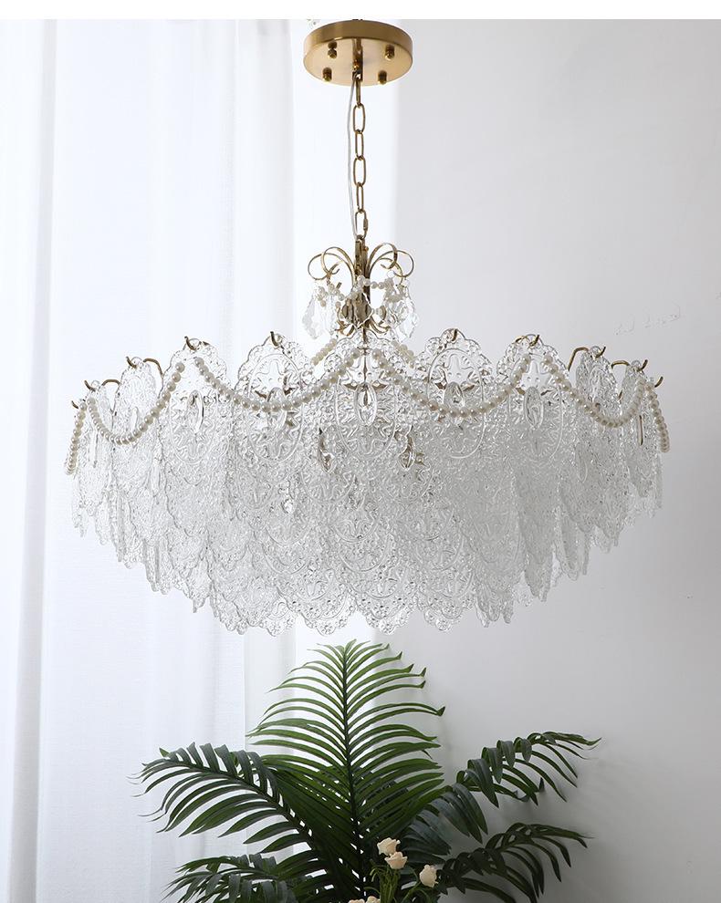 Classic Retro French Glass Crystal Chandelier for Living Room, Restaurant, or Bedroom