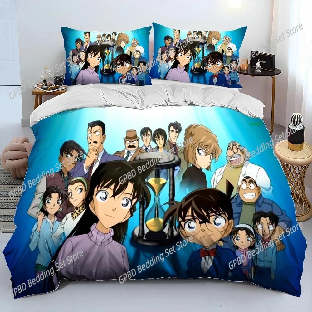Anime Detective Conan Cartoon Bedding Set Single Twin Double Queen King Cal King Size Bed Linen Set