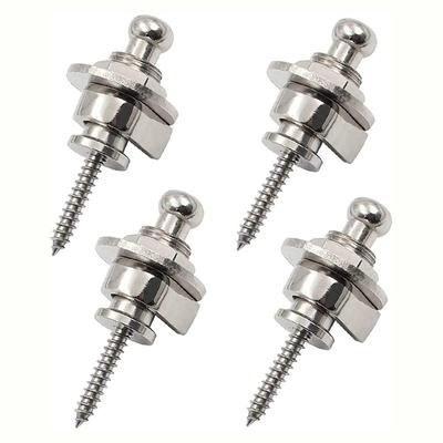 Samcos Metal Guitar Strap Lock Pin Lock for Electric Guitar Fall Easy To Musical Instrument Strap Set of Silver Base, Anti-Slip, Prevention, Install,