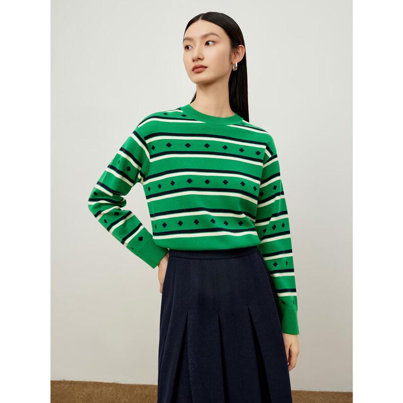 JUZUI Women's Clover Stripe Knit Sweater