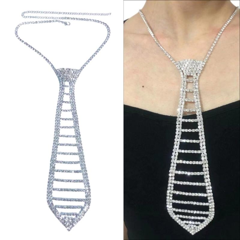 Rhinestones Necktie Female Party Decoration Tie Casual Trendy Wedding Party Tie for Weddings and Event