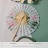 Folding Hand Fan, Portable Windmill Fan, Rotating Round Fan, Traditional Dance Fan, Hanfu Cheongsam Show, Summer Cooling Fan