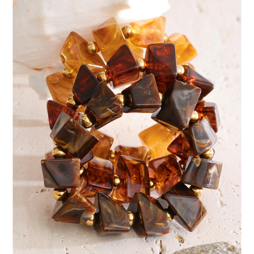 Eetit 2025 Amber Resin Acrylic Geometric Bead Chain Large Bracelet Bangle for Women Hyperbole Waterproof Handmade Europe Jewelry