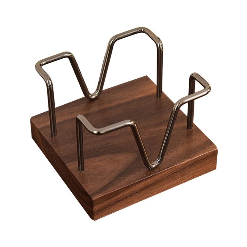 

Iron Wire Note Block Stand with Wood Base Desk Notepads Storage Box Memo Pad Organizers Stand For Office Desk 94x94mm чорний