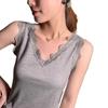 Plus Size V-neck Knit Lace Camisole - Sleeveless Pure Color Base Layer for Women