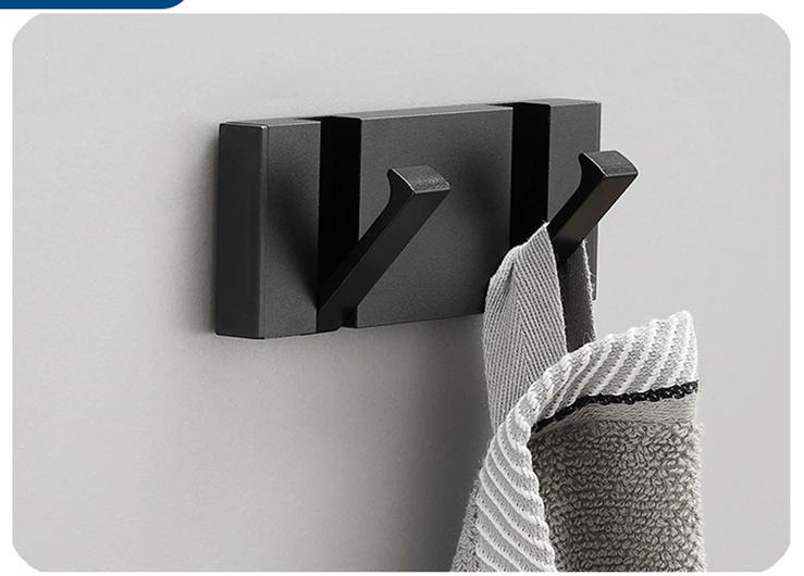 Black Towel Hanger  Robe Hook Folding Clothes Hook Black Gold Clothes Rack Hanger Aluminum Kitchen Hook Door Hanger Wall Mounted