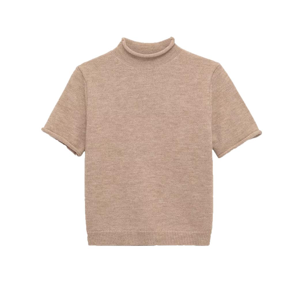 European and American style, new women's clothing, foreign style, soft flat needle short-sleeved knitted sweater 5536135