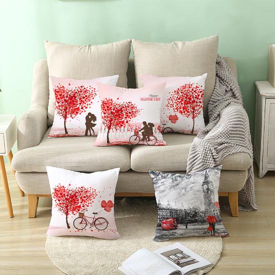 Drukowane serce drzewa Miękka poszewka na poduszkę na Walentynki Pokrowiec na poduszkę Dekoracja domu