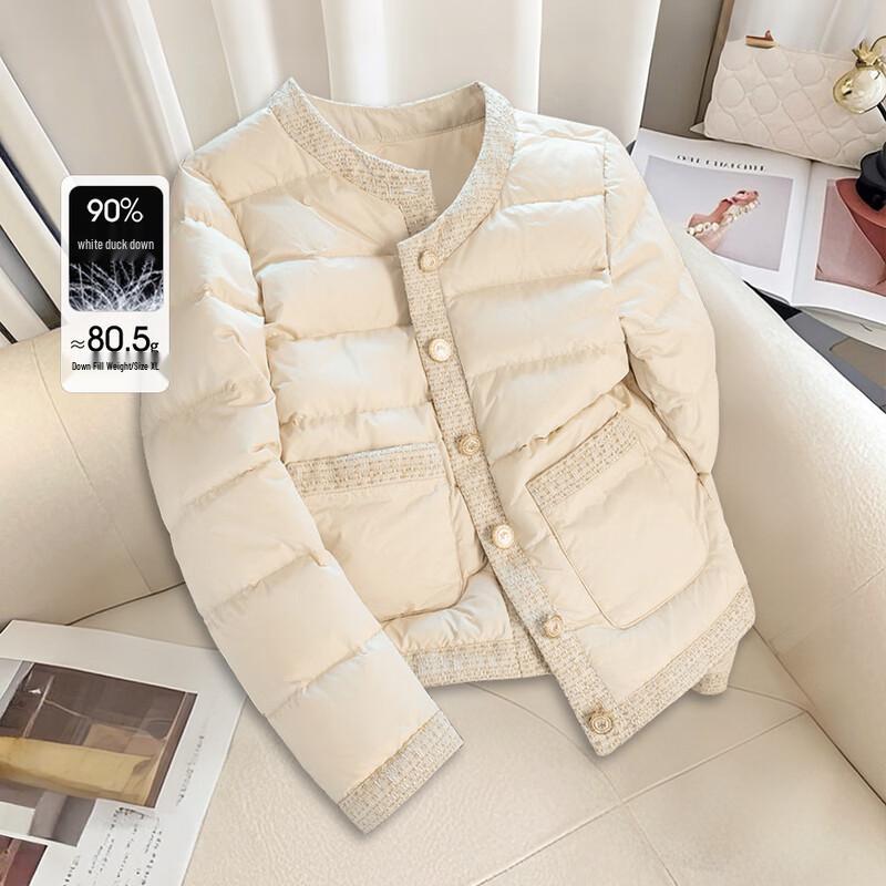 

Cypress House Women s Chic Patchwork Round Neck Down Jacket XL