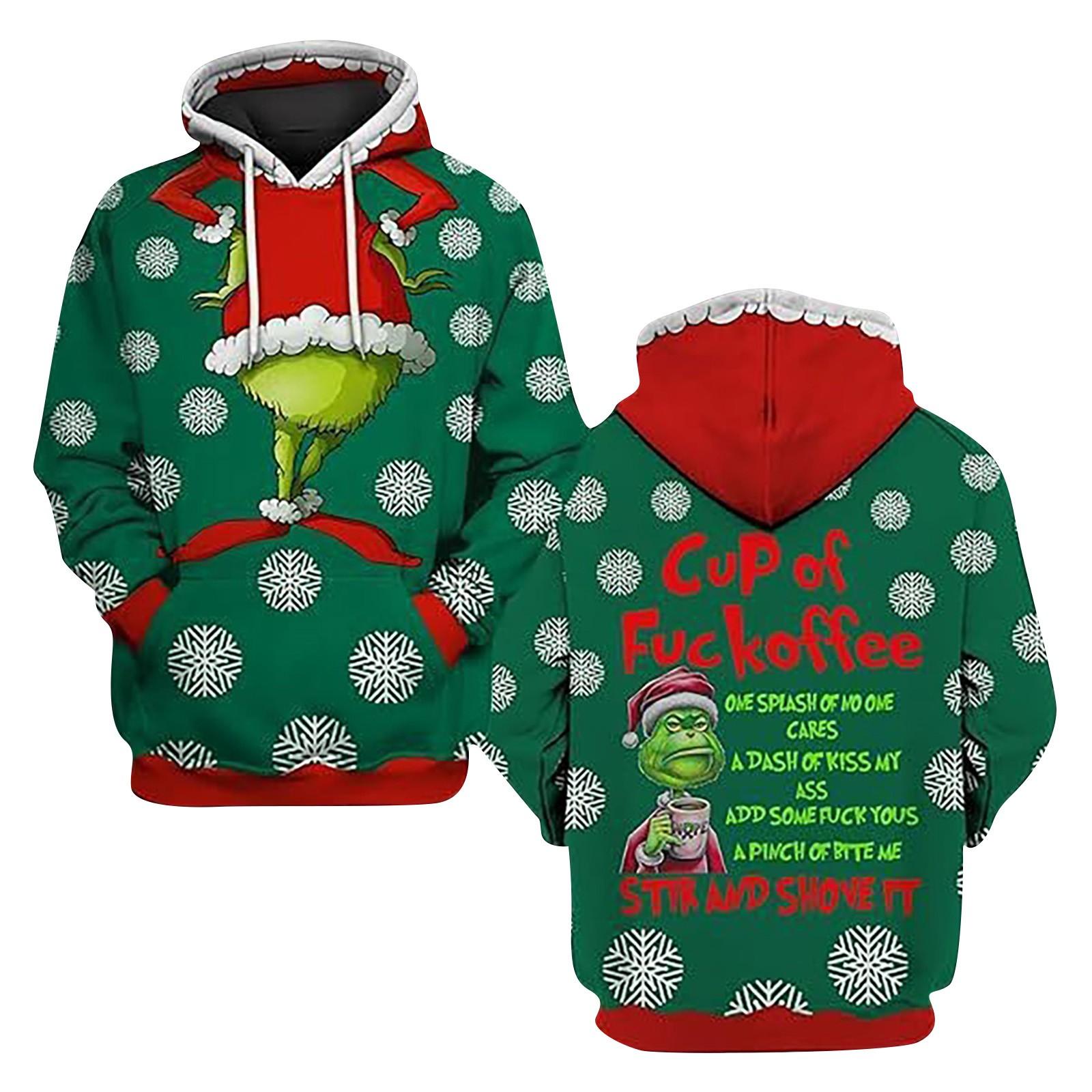 

Рождественская зеленая 3D цифровая печать Повседневная толстовка с капюшоном Толстовка XL красный