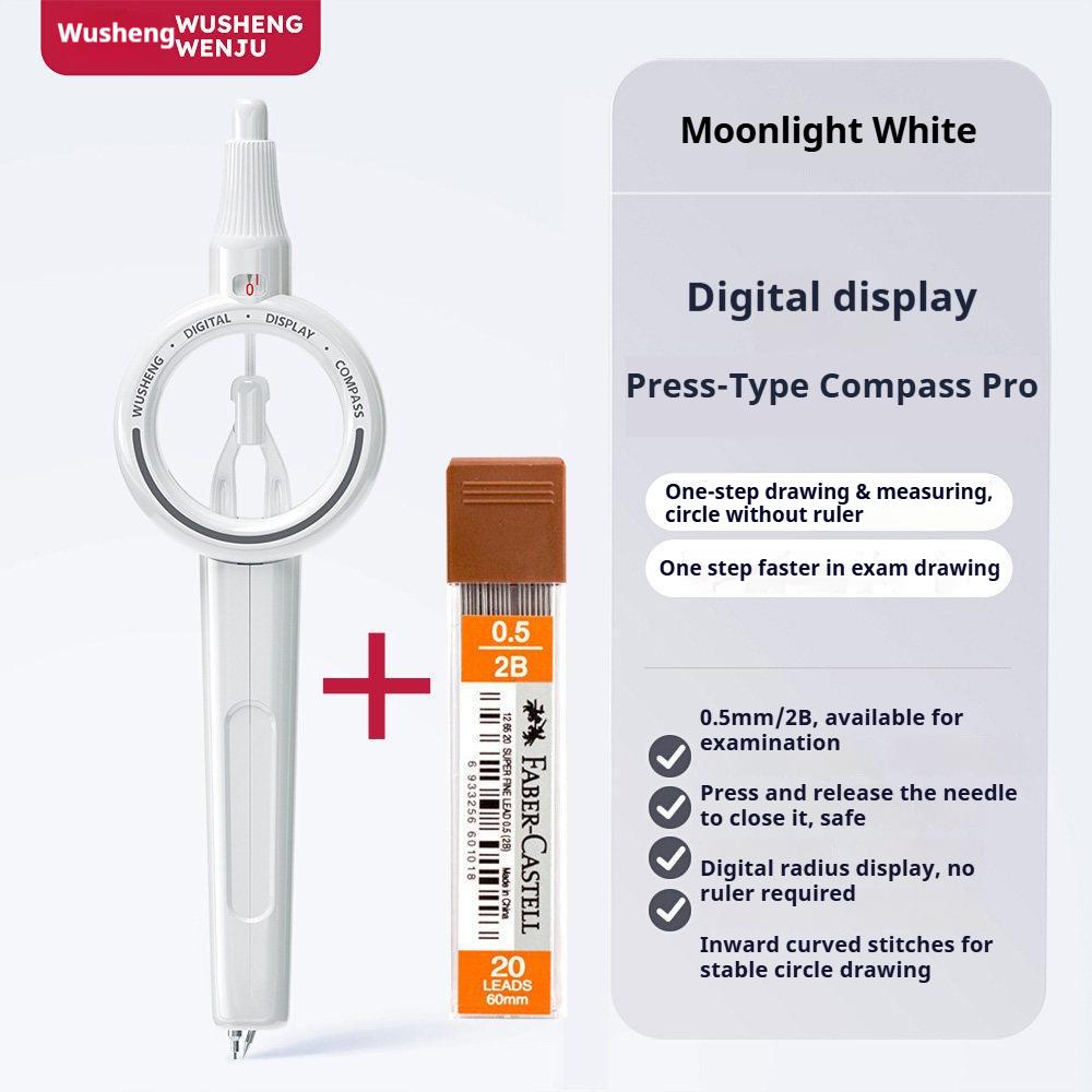 Pencil Compass Digital Display Compass with 0.5 mm Lead Refills Circle Drawing Compass Drafting Tool for Geometry School Office