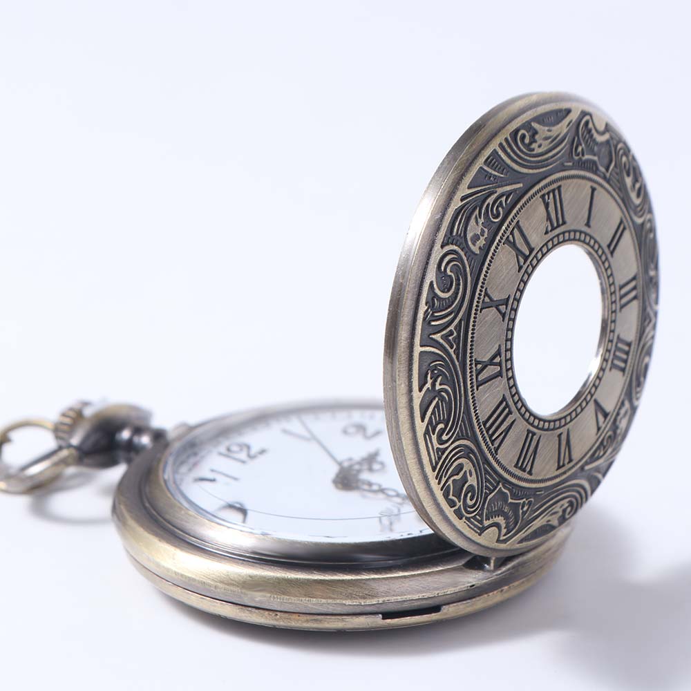 Roman Scale Display Vintage Pocket Watch Necklace Chain Retro Hanging Watch  Cosplay