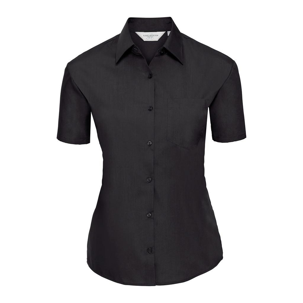 Russell Collection Womens/Ladies Poplin Easy-Care Short-Sleeved Shirt