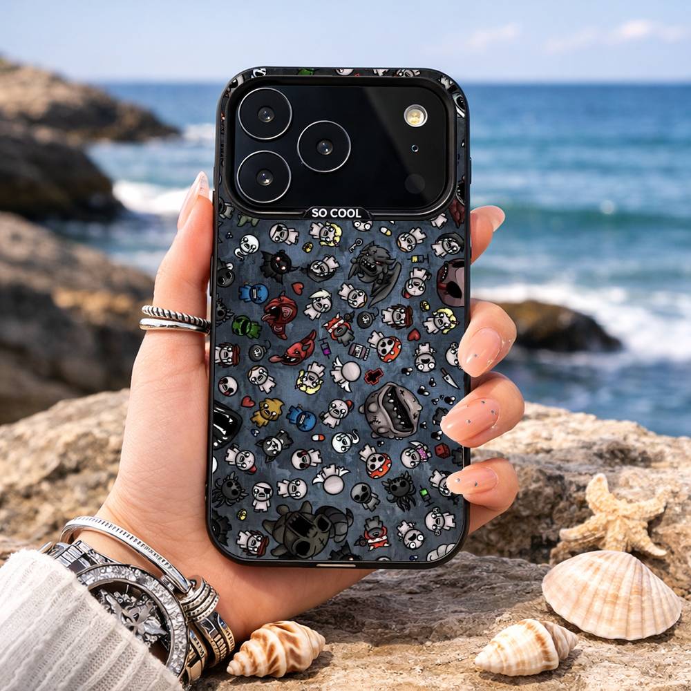 The B-Binding Of I-Isaac Phone Case For iPhone17,16,15,14,13,12,11,Pro,MAX Gray Matte Silicone Black Cover